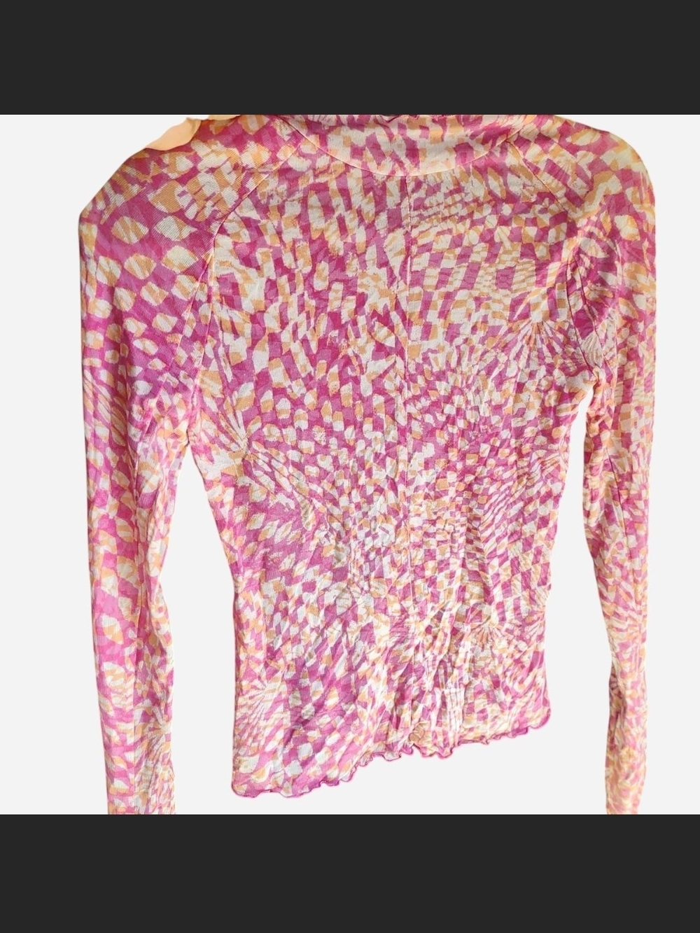 FP Movement by Free People Pink & Cream Long Sleeve Patterned Top